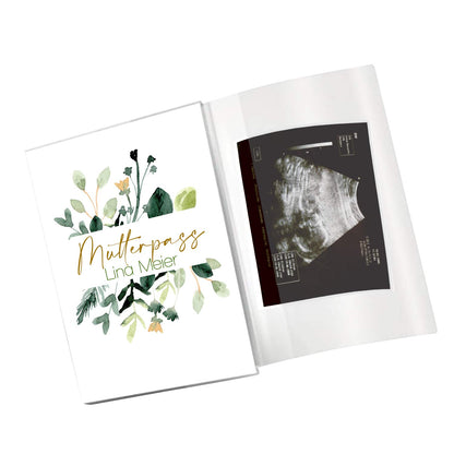 Green Flowers Mutterpasshülle Mit Personalisierung