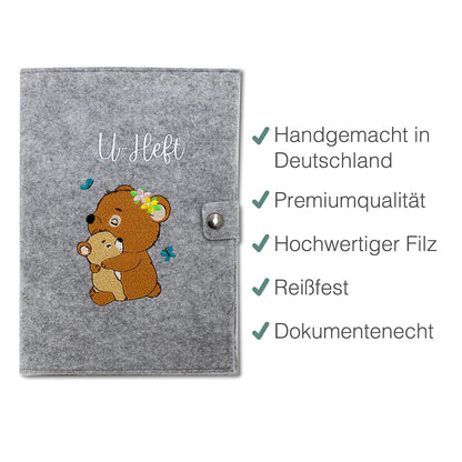 Bären U-Heft und Impfpasshülle aus Filz Ohne Personalisierung
