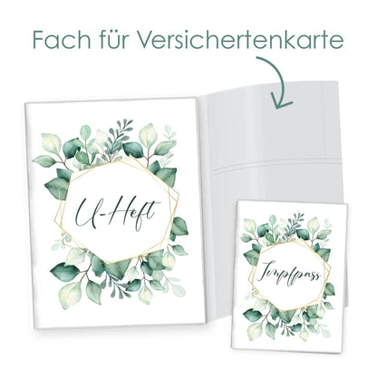 Green Flowers U-Heft und Impfpasshülle Ohne Personalisierung