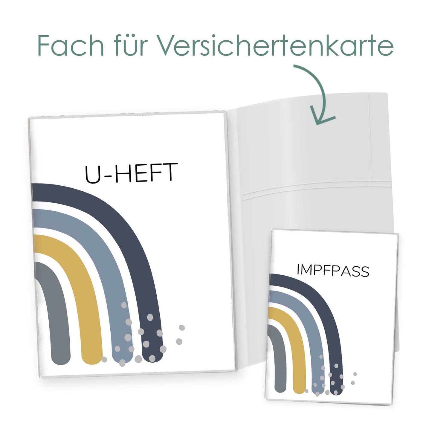 Regenbogen Blau U-Heft und Impfpasshülle Ohne Personalisierung