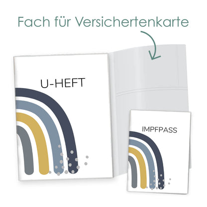 Regenbogen Blau U-Heft und Impfpasshülle Ohne Personalisierung