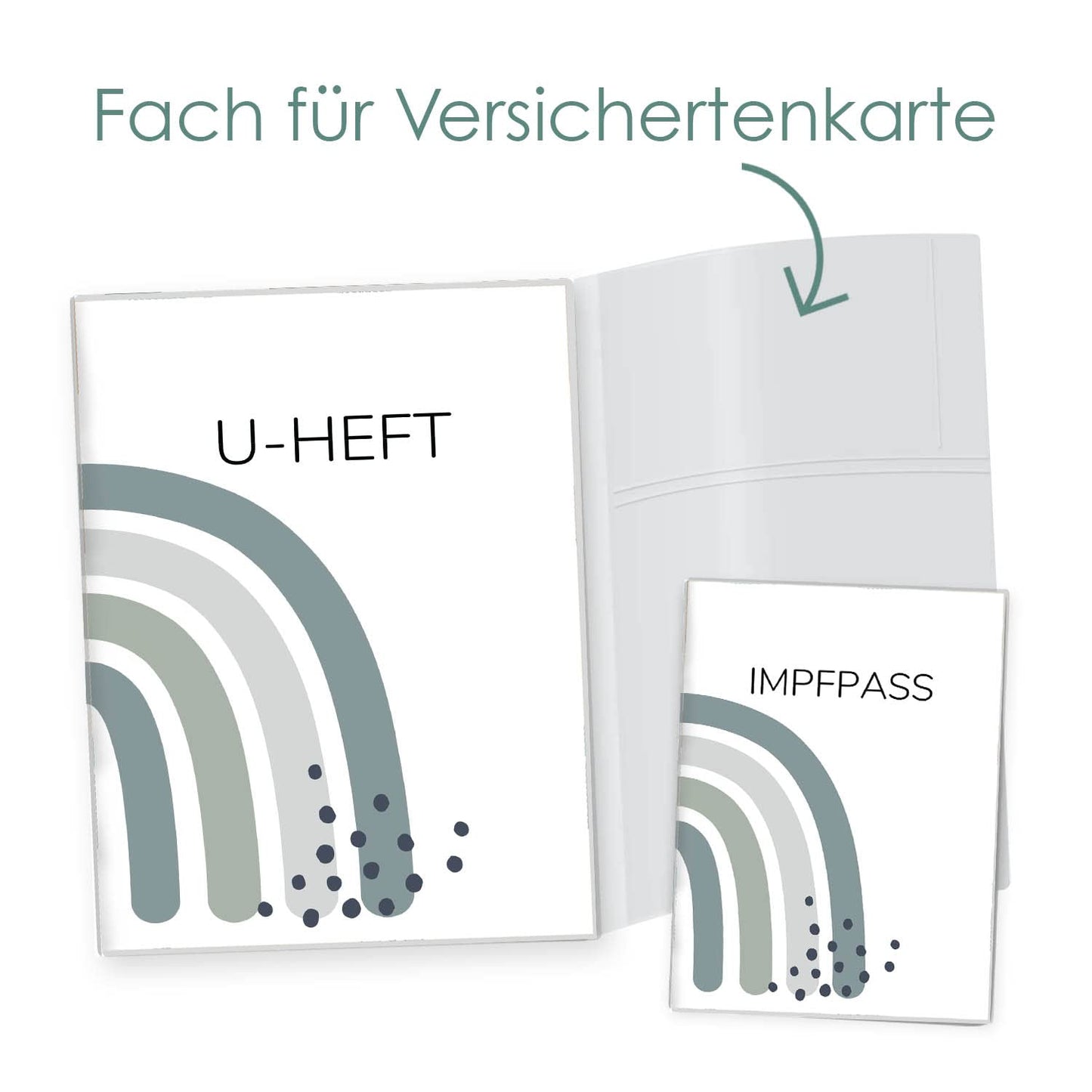 Regenbogen Jadegrün U-Heft und Impfpasshülle Ohne Personalisierung