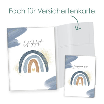 Wasserfarben Blau U-Heft und Impfpasshülle Ohne Personalisierung