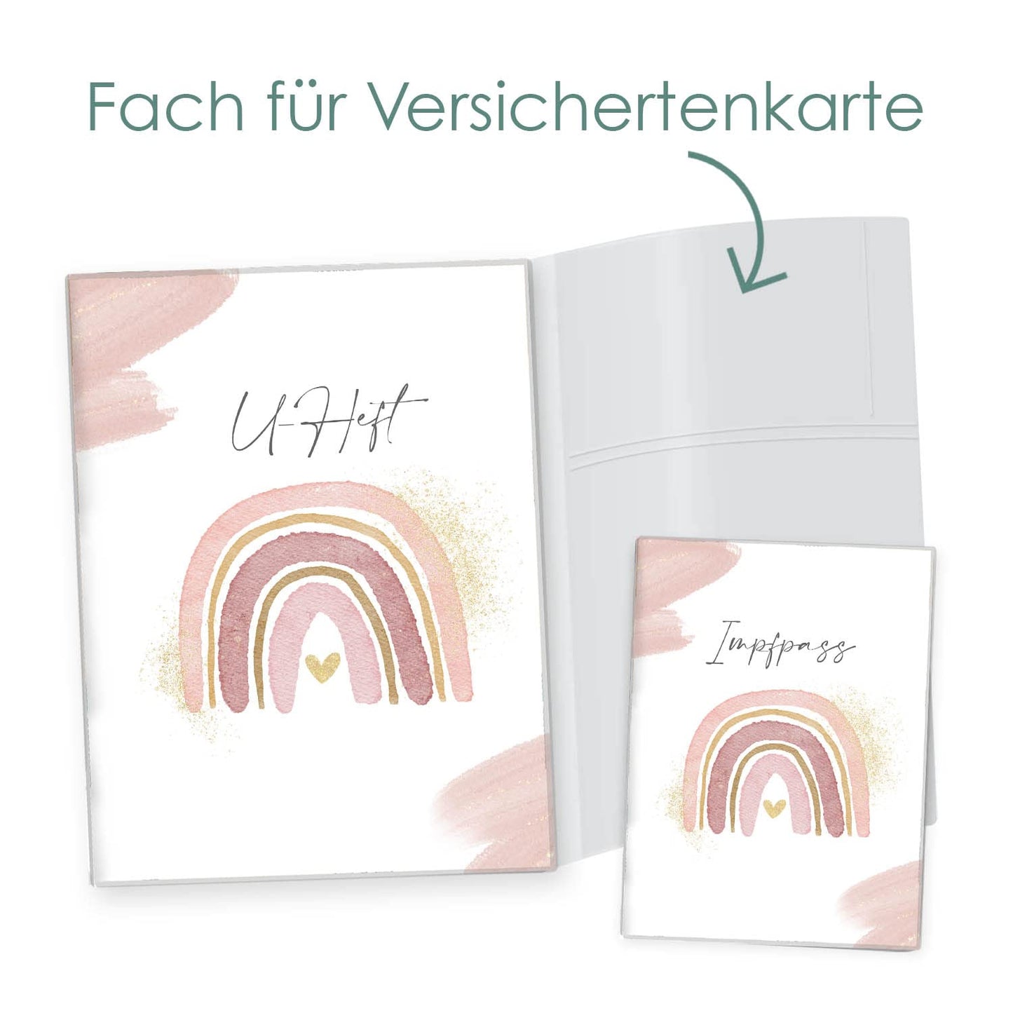 Wasserfarben Rosa U-Heft und Impfpasshülle Ohne Personalisierung