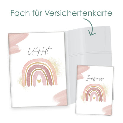 Wasserfarben Rosa U-Heft und Impfpasshülle Ohne Personalisierung
