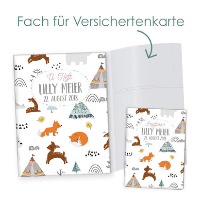 Waldtiere U-Heft und Impfpasshülle Mit Personalisierung