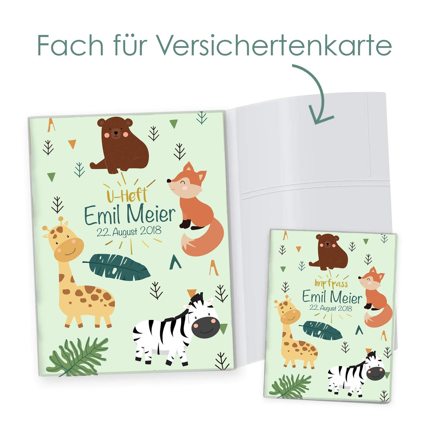 Zebra & Giraffe U-Heft und Impfpasshülle Mit Personalisierung