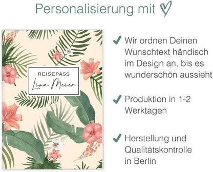Palmen Reisepasshülle für Erwachsene und Kinder Mit Namen