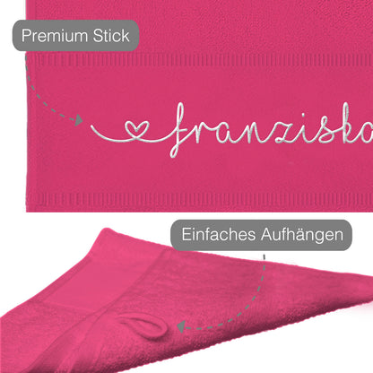 Pink Hochwertiges Händehandtuch Bestickt mit Namen