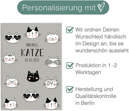 Katze Wilhelm Fell Impfpasshülle für Tiere Mit Namen