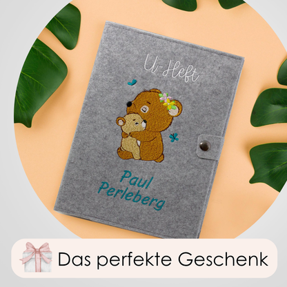 Bären U-Heft und Impfpasshülle aus Filz Mit Personalisierung