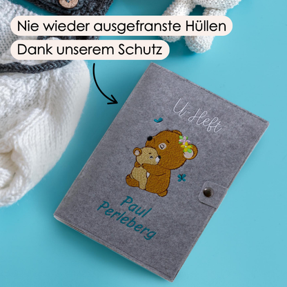Bären U-Heft und Impfpasshülle aus Filz Mit Personalisierung