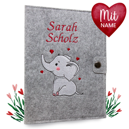 Elefant Mutterpasshülle aus Filz Mit Personalisierung