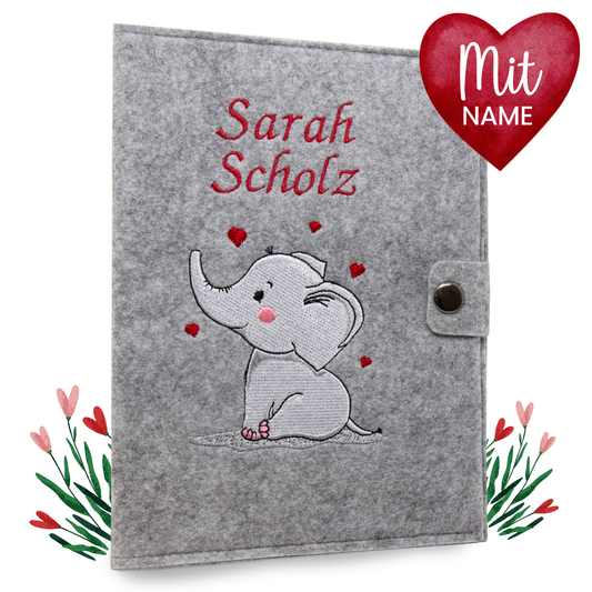 Elefant Mutterpasshülle aus Filz Mit Personalisierung