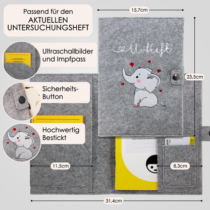 Elefant U-Heft und Impfpasshülle aus Filz Ohne Personalisierung