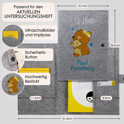 Bären U-Heft und Impfpasshülle aus Filz Mit Personalisierung