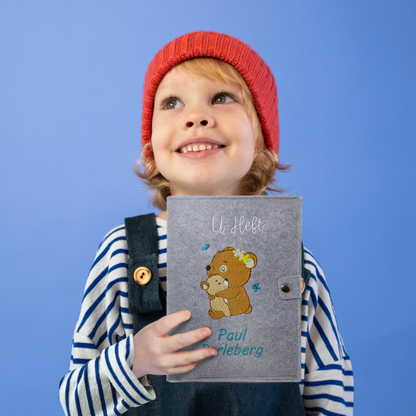 Bären U-Heft und Impfpasshülle aus Filz Mit Personalisierung