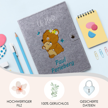 Bären U-Heft und Impfpasshülle aus Filz Mit Personalisierung