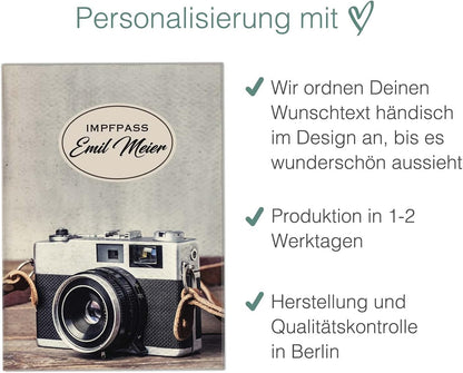 Kamera Personalisierbare Impfpasshülle für Erwachsene und Kinder