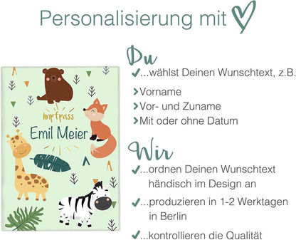 Zebra & Giraffe Personalisierbare Impfpasshülle für Erwachsene und Kinder