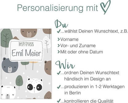 Bären Personalisierbare Impfpasshülle für Erwachsene und Kinder