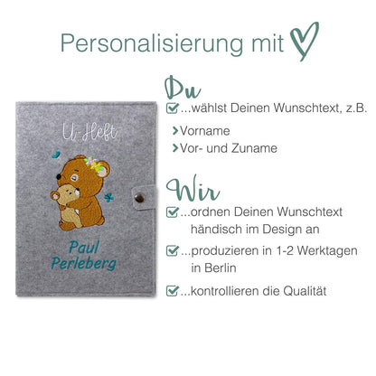 Bären U-Heft und Impfpasshülle aus Filz Mit Personalisierung