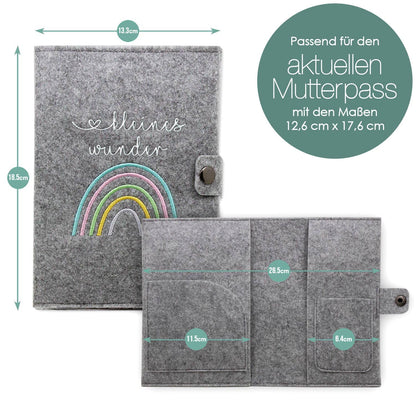 Regenbogen Pastell Mutterpasshülle aus Filz Mit Personalisierung