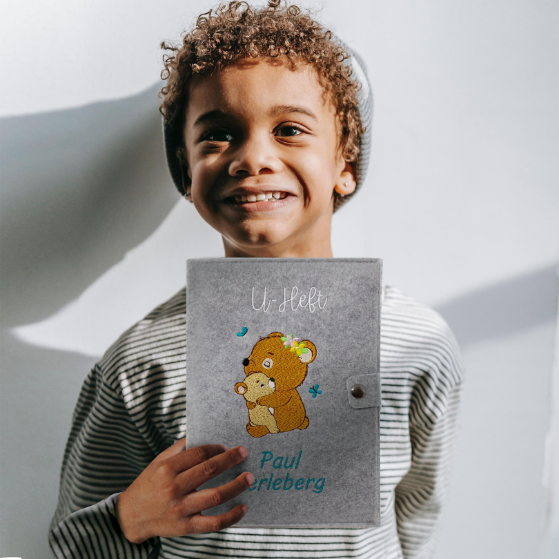 Bären U-Heft und Impfpasshülle aus Filz Mit Personalisierung