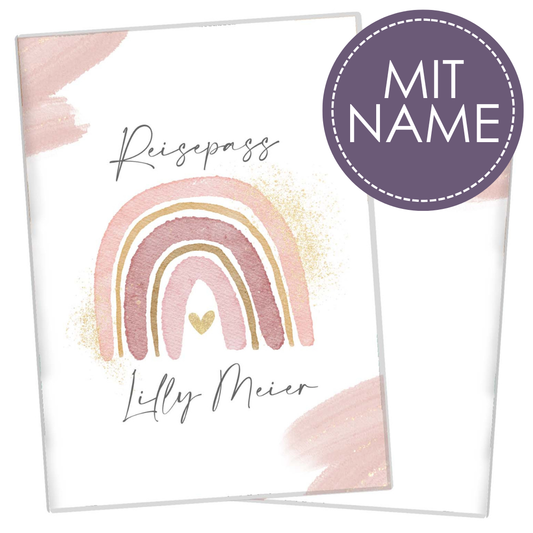 Wasserfarben Rosa Reisepasshülle für Kinder Mit Personalisierung