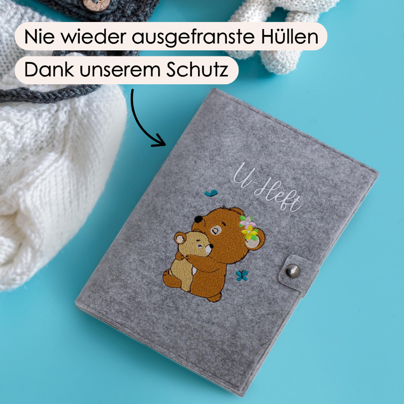 Bären U-Heft und Impfpasshülle aus Filz Ohne Personalisierung