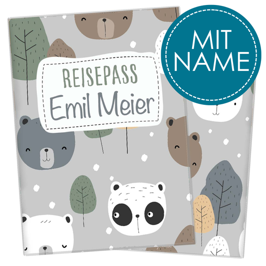 Cute Bears Reisepasshülle für Kinder Mit Personalisierung