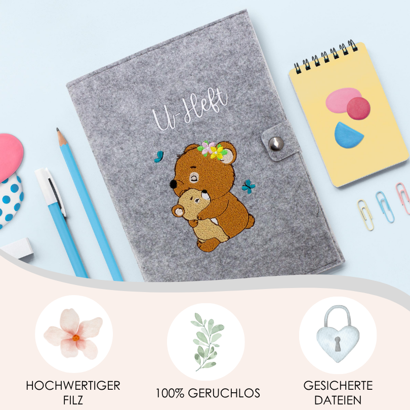 Bären U-Heft und Impfpasshülle aus Filz Ohne Personalisierung