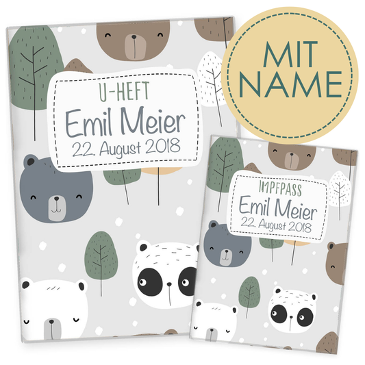 Bären U-Heft und Impfpasshülle Mit Personalisierung