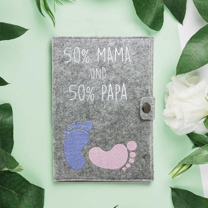 50% MAMA und 50% PAPA Mutterpasshülle aus Filz Ohne Personalisierung