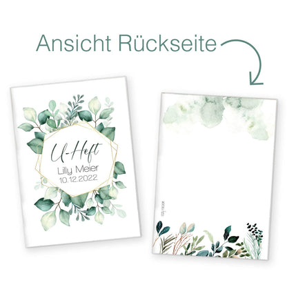 Green Flowers U-Heft und Impfpasshülle Mit Personalisierung