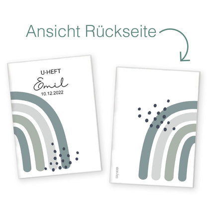 Regenbogen Jadegrün U-Heft und Impfpasshülle Mit Personalisierung