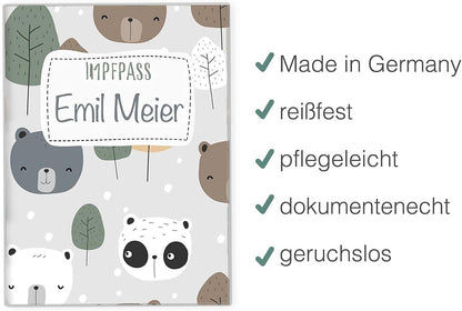 Bären Personalisierbare Impfpasshülle für Erwachsene und Kinder