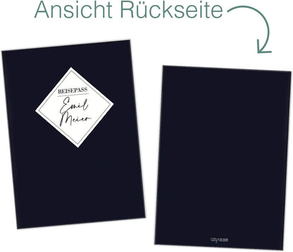 Dark Blue Reisepasshülle für Erwachsene und Kinder Mit Namen