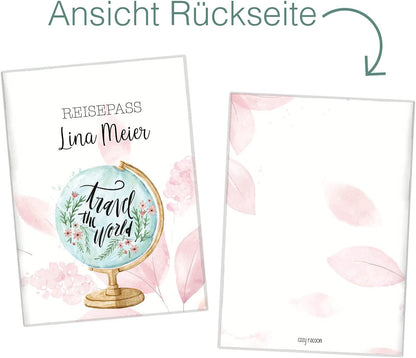Globus Blush Reisepasshülle für Erwachsene und Kinder Mit Namen