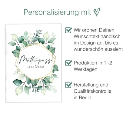 Green Leaves Mutterpasshülle Mit Personalisierung