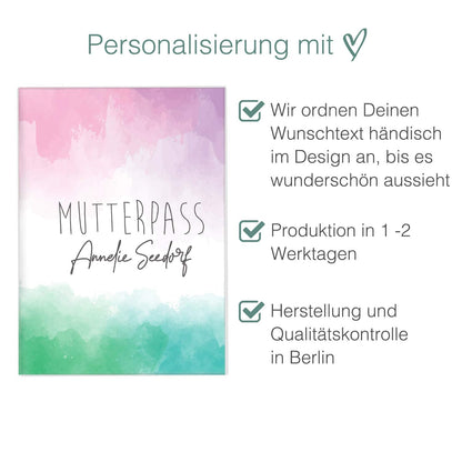 Watercolor 3 Mutterpasshülle Mit Personalisierung