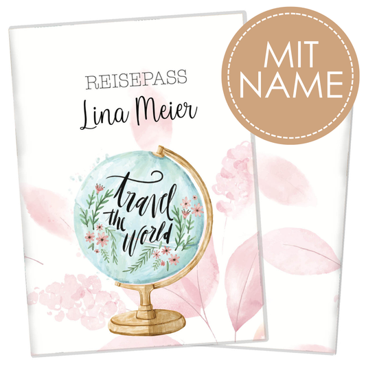 Globus Blush Reisepasshülle für Erwachsene und Kinder Mit Namen