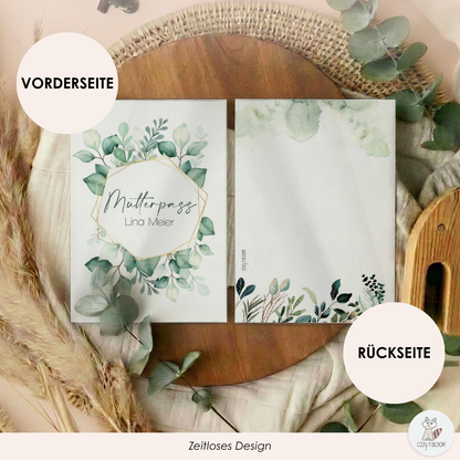 Green Leaves Mutterpasshülle Mit Personalisierung