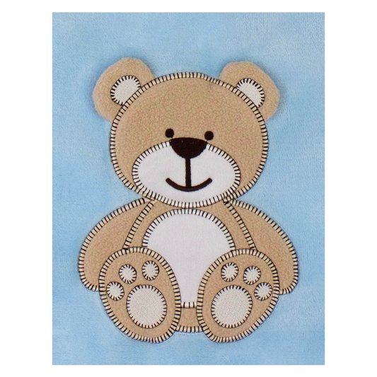 Decke Blau Mit Bär | Babydecke Bestickt