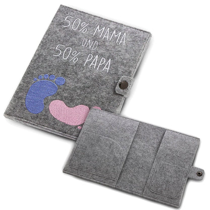 50% MAMA und 50% PAPA Mutterpasshülle aus Filz Ohne Personalisierung