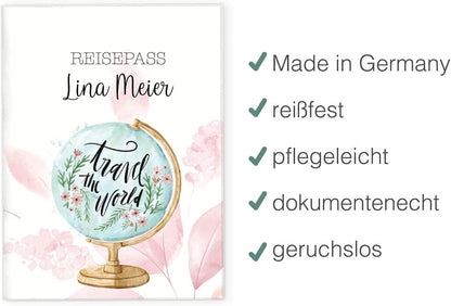 Globus Blush Reisepasshülle für Erwachsene und Kinder Mit Namen