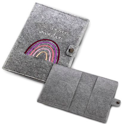 Regenbogen Rosa Mutterpasshülle aus Filz Ohne Personalisierung