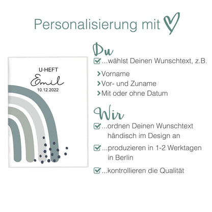 Regenbogen Jadegrün U-Heft und Impfpasshülle Mit Personalisierung