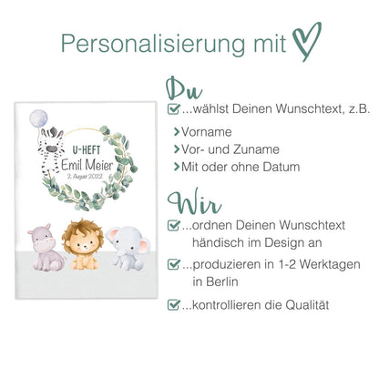 Süße Tiere U-Heft und Impfpasshülle Mit Personalisierung