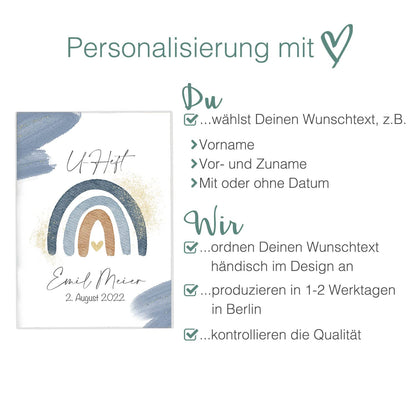 Wasserfarben Blau U-Heft und Impfpasshülle Mit Personalisierung